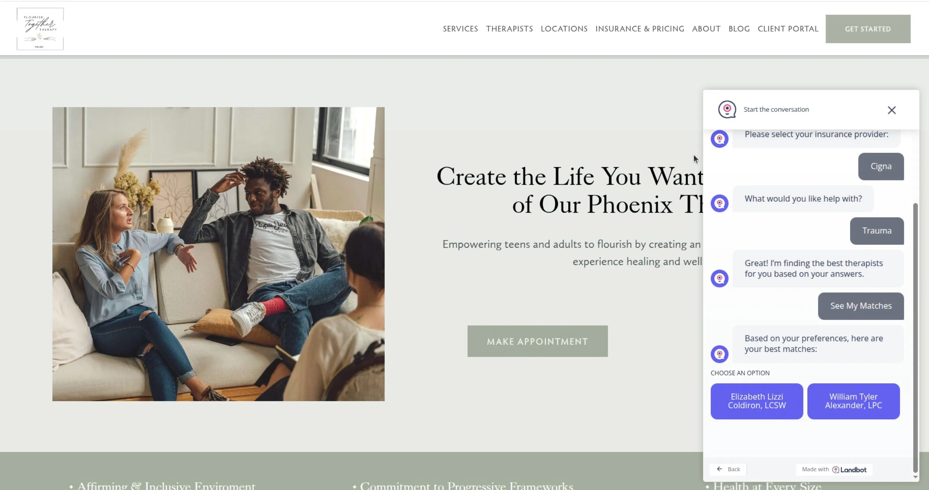 Therapy practice: chatbot