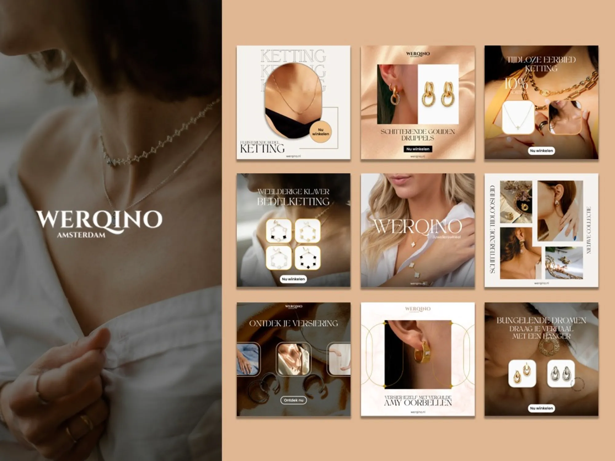 Werqino Instagram feed with jewellery product and lifestyle posts
