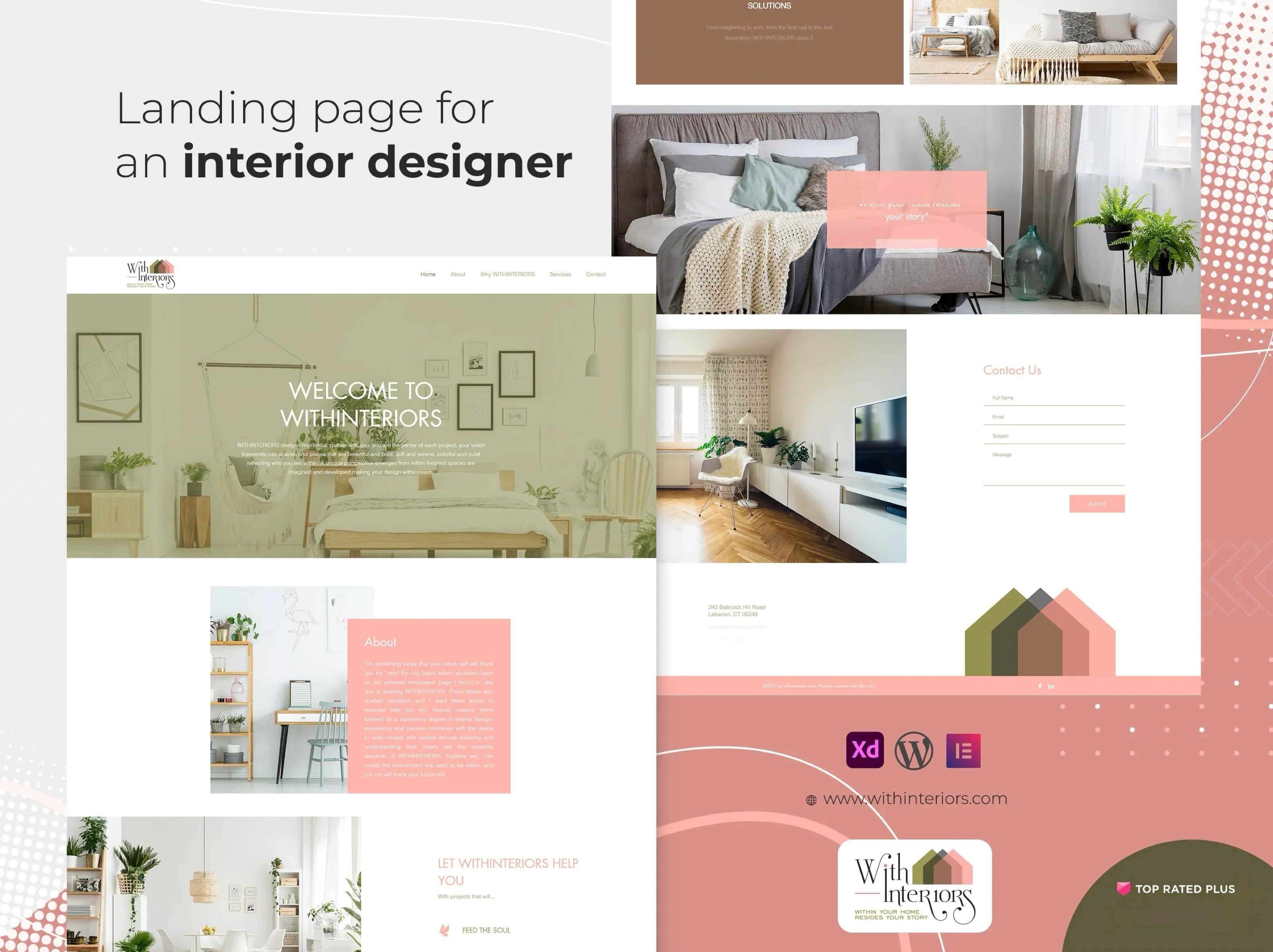 Landing page for an interior designer