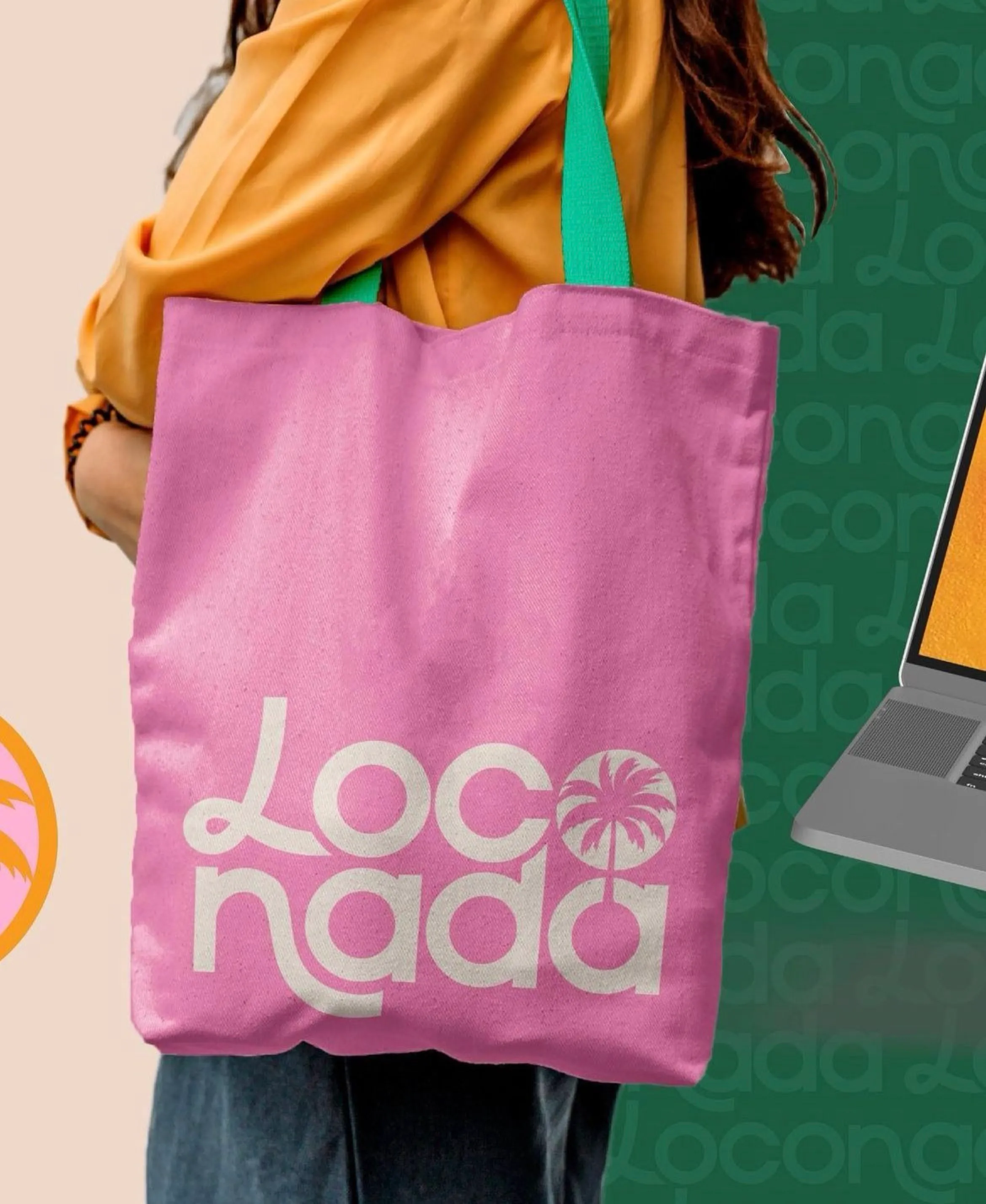 Pink Loconada tote bag with the logotype