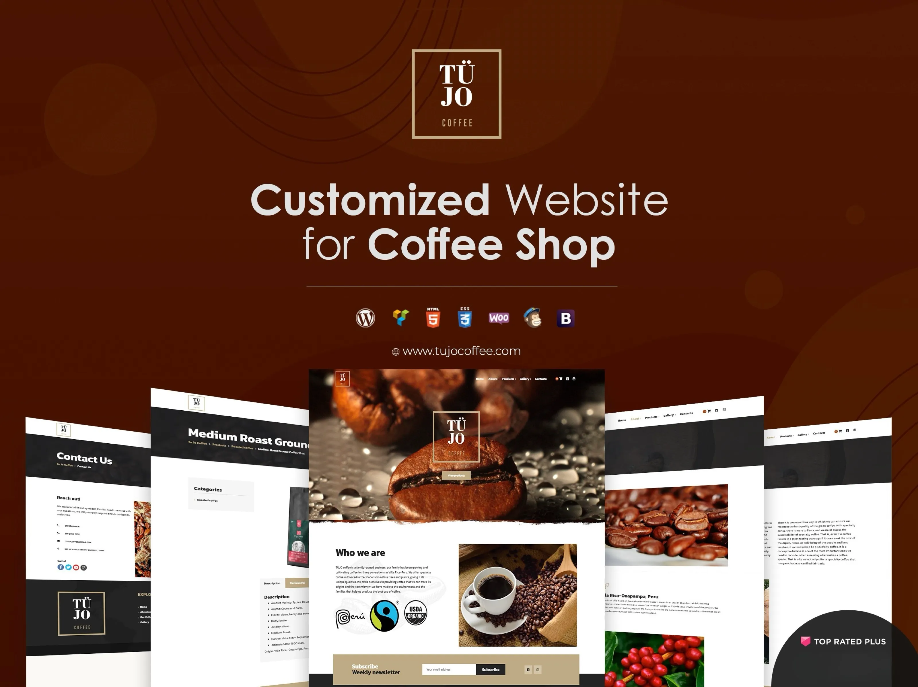 Customised website for a coffee shop
