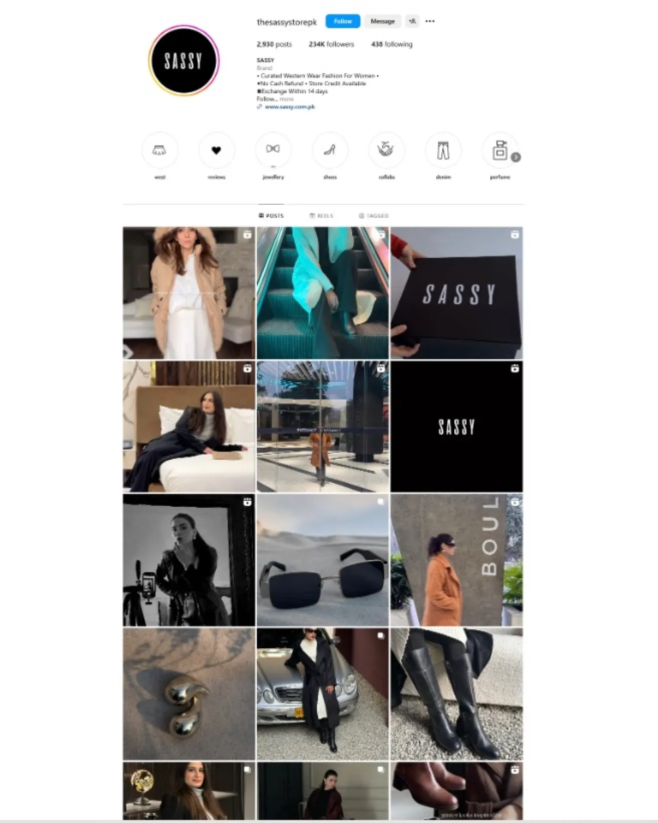 Sassy's Instagram page