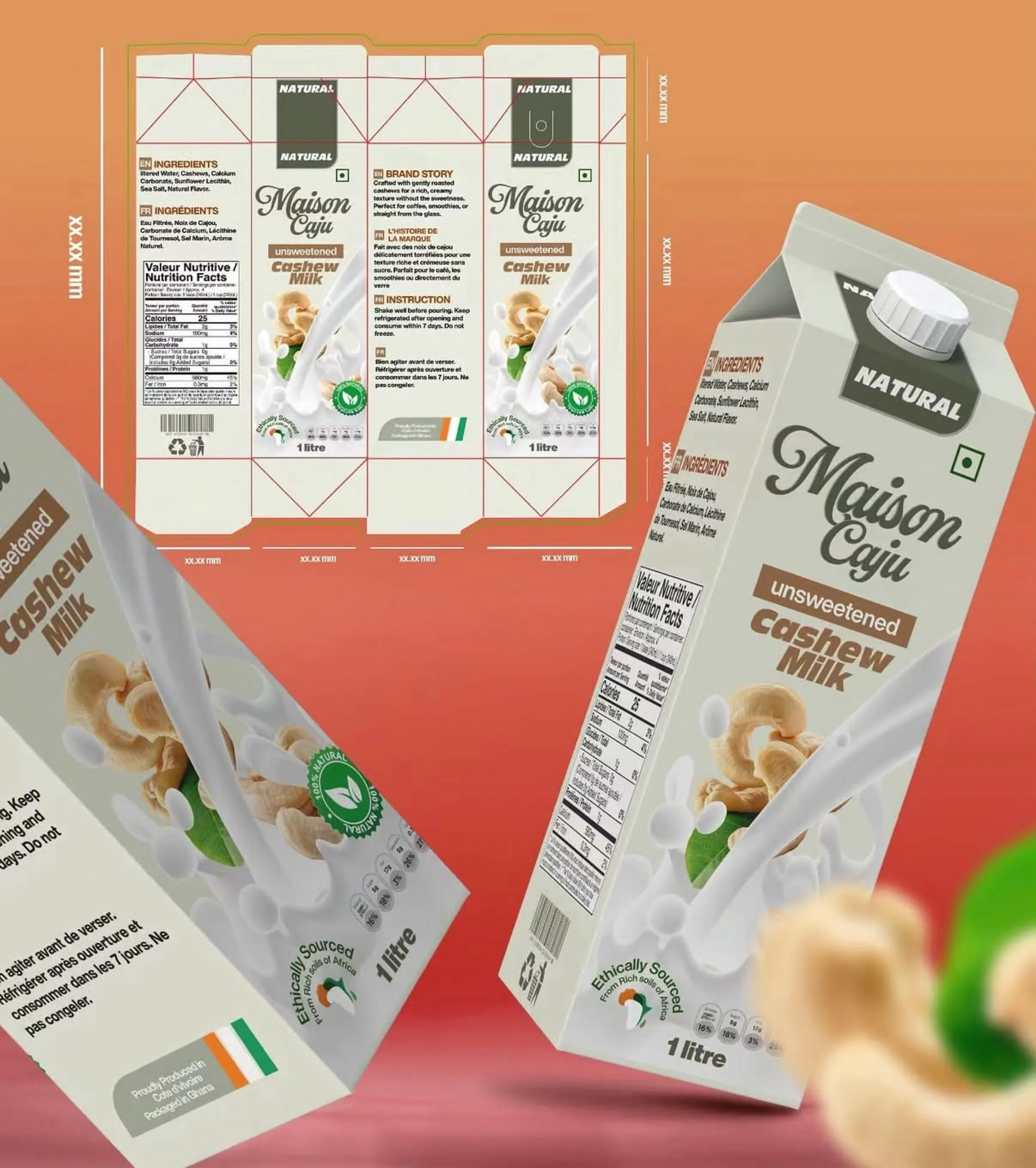Maison Caju cashew milk carton packaging