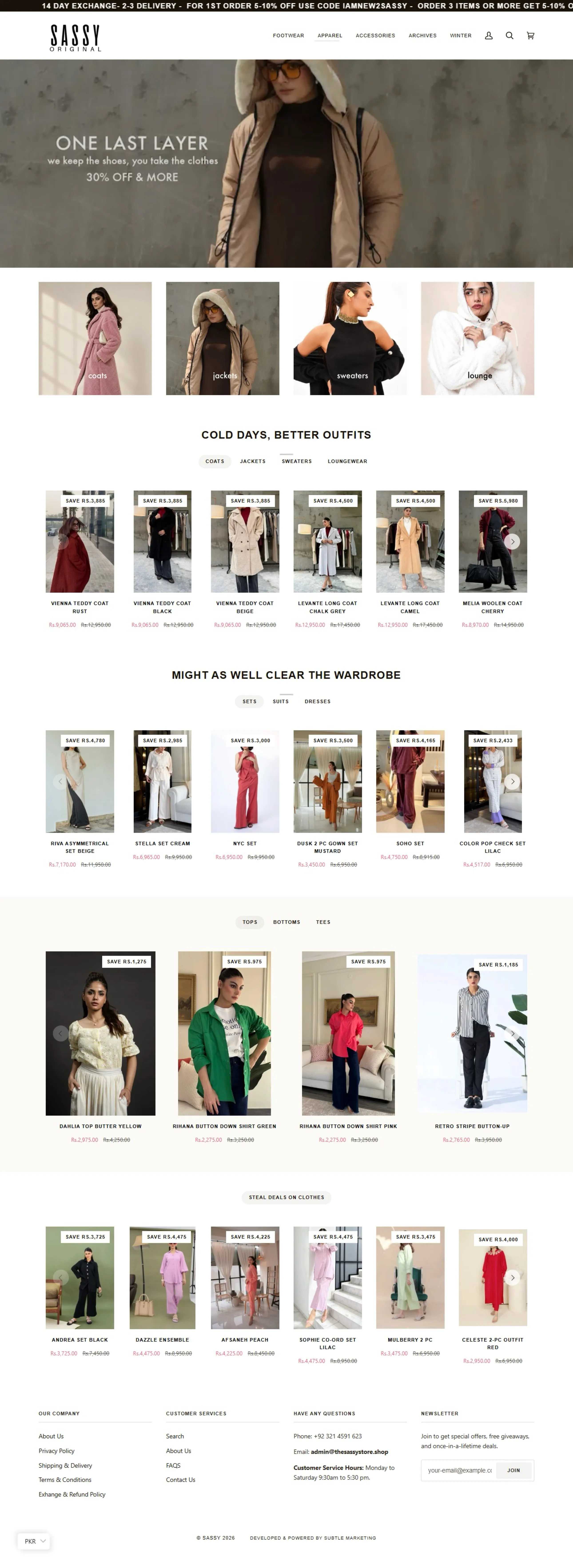 Sassy's shop page