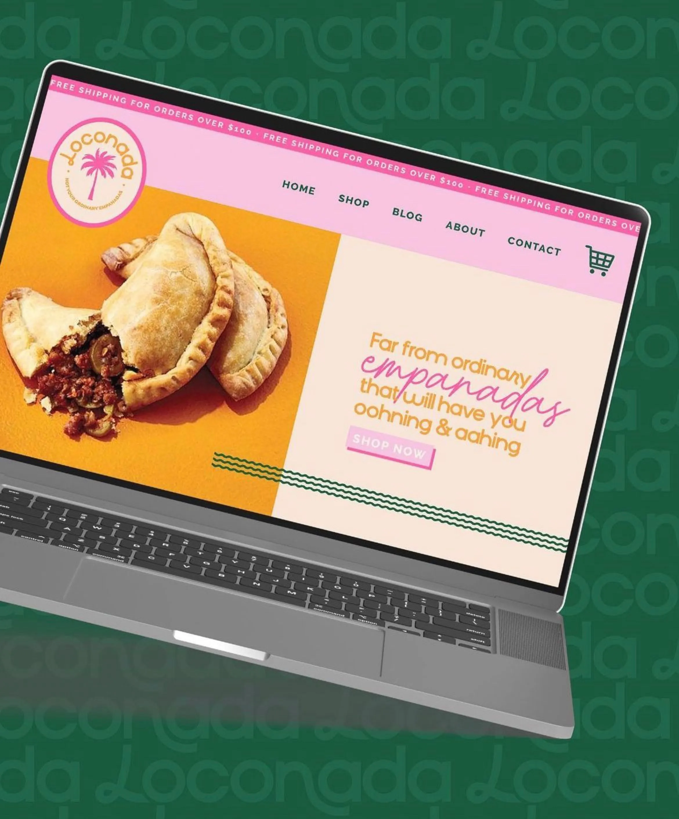 Loconada homepage on a laptop