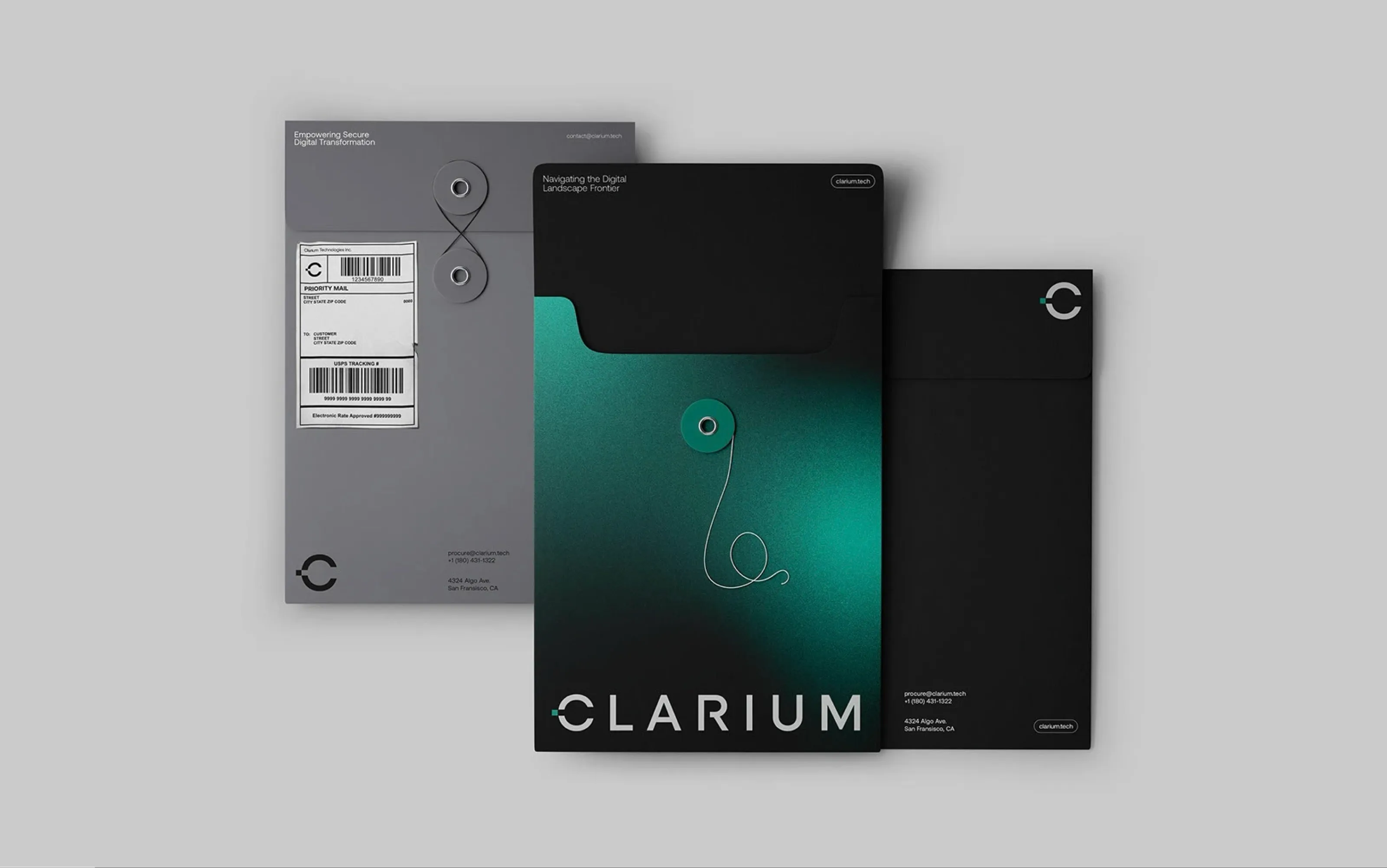 Clarium document folders with the logotype