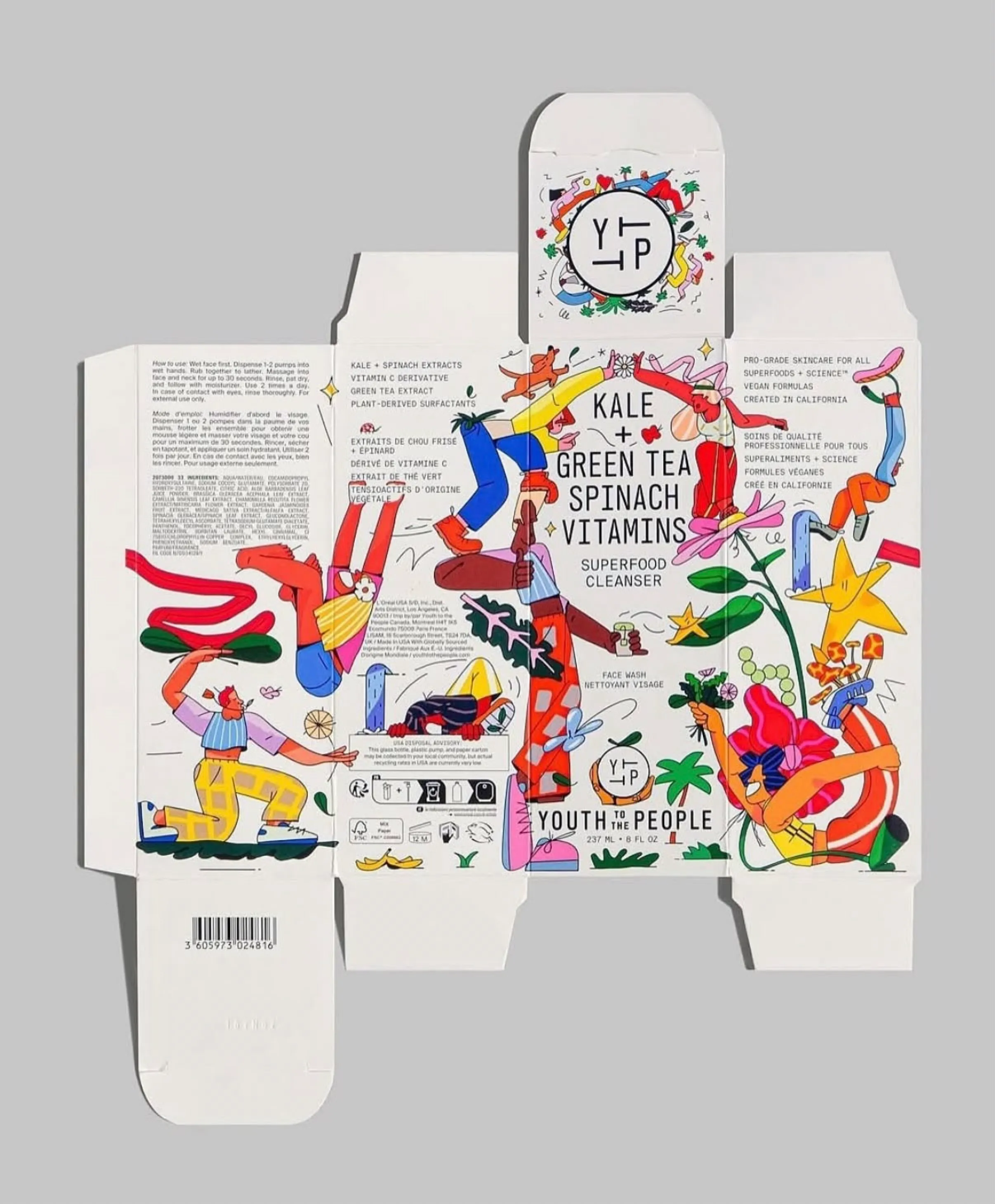 Illustrated superfood cleanser carton dieline