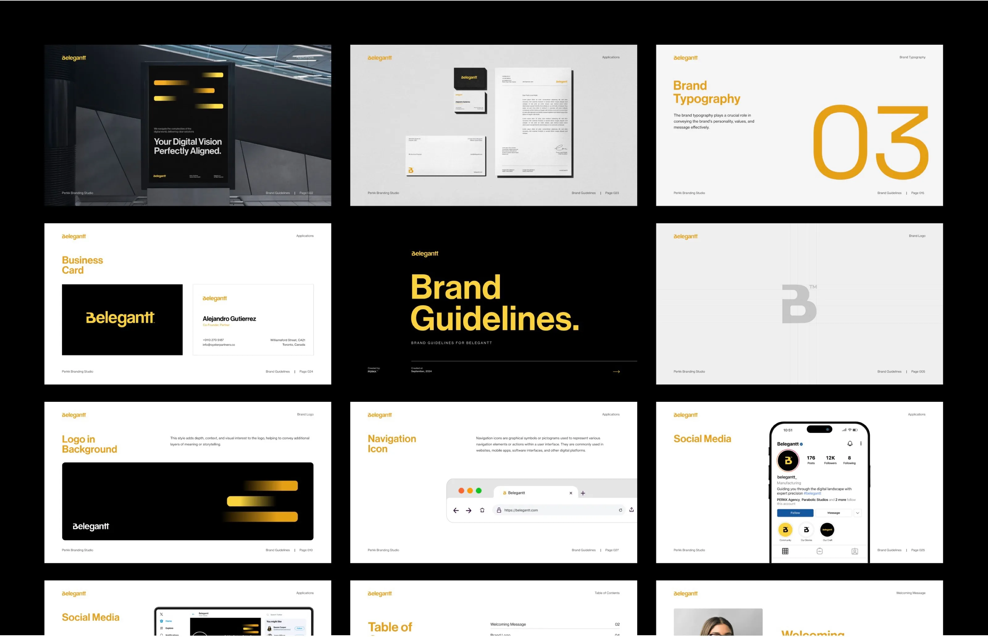 Pages from the Belegantt brand guidelines