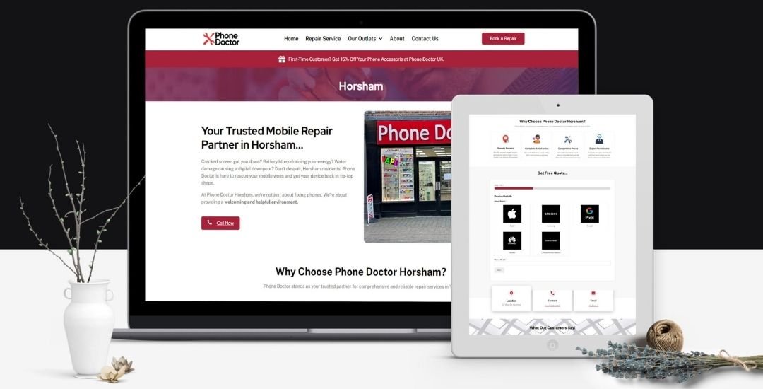 Phone Doctor technician repairing a cracked phone screen with expertise, showcasing social media marketing strategies.