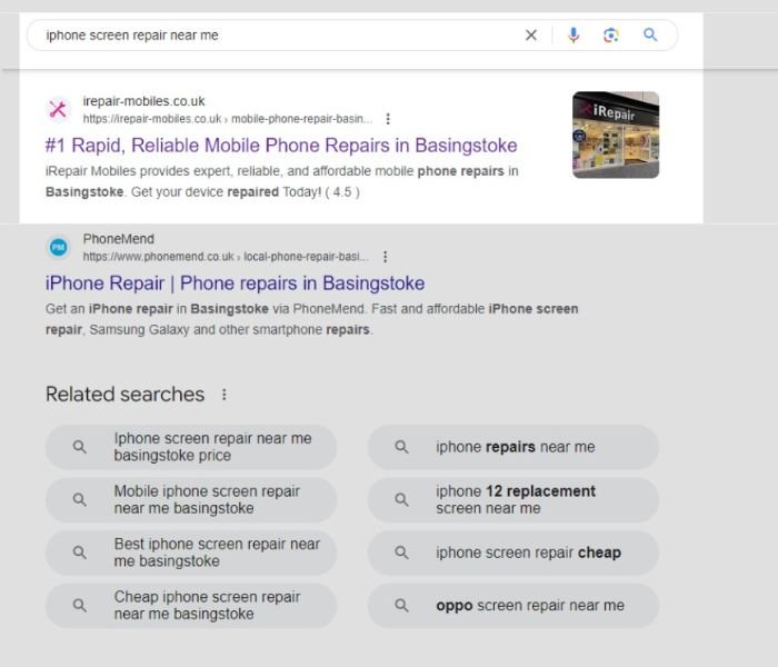 iRepair Mobiles workshop for screen repairs and advanced mobile solutions, showcasing digital media marketing.