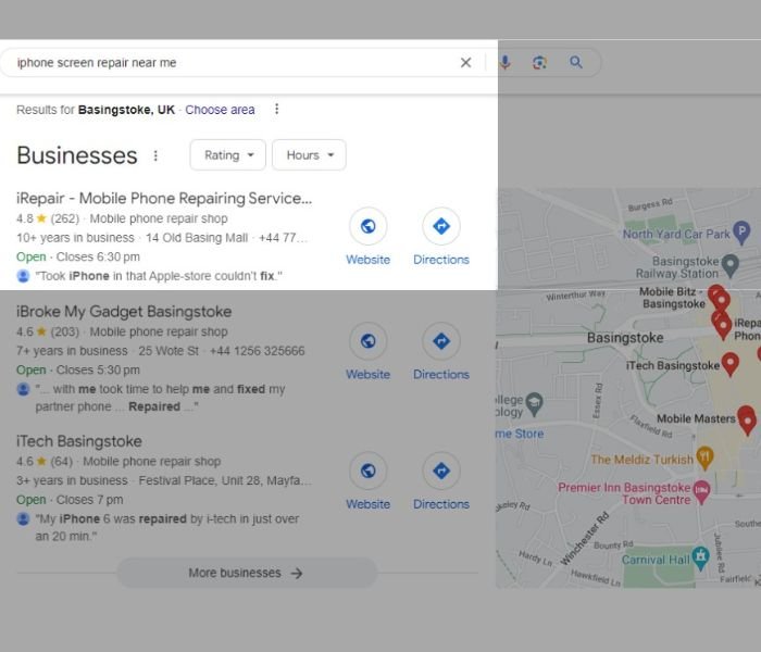 Technician repairing a smartphone, representing digital marketing solutions for repair services.